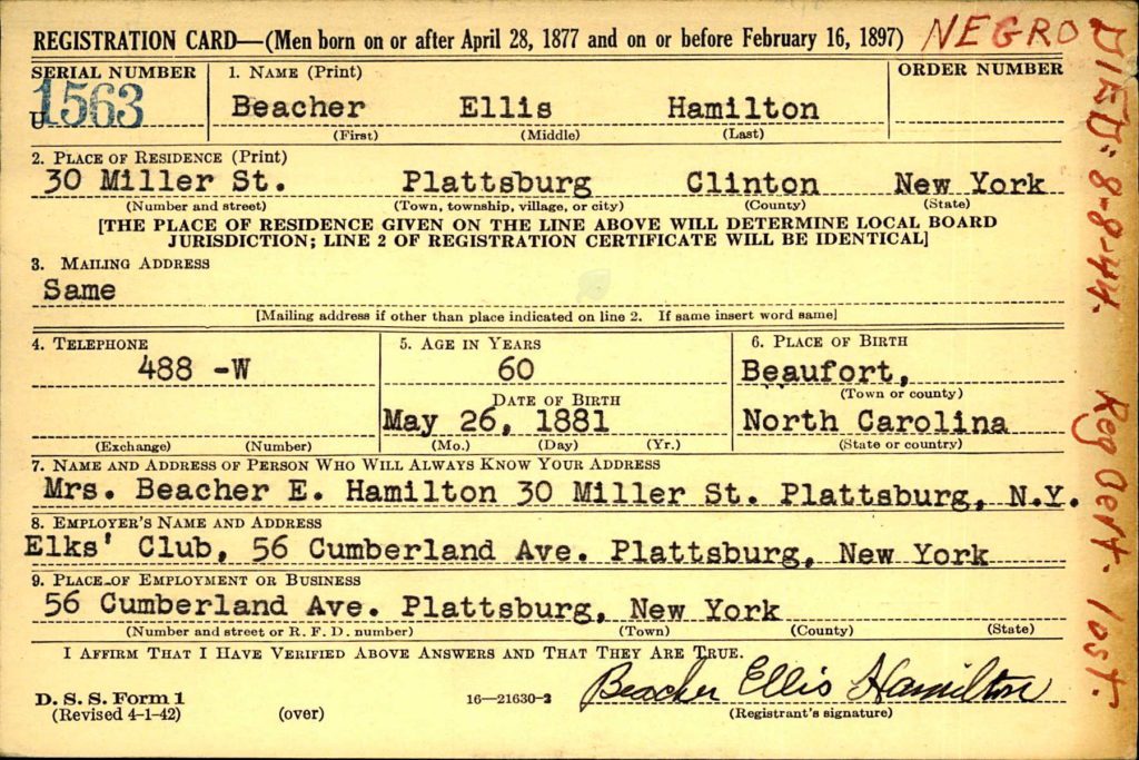 Old registration card